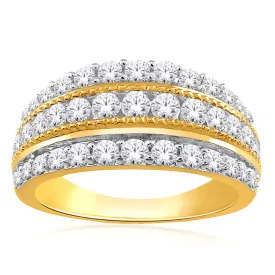 10ct Yellow Gold 1 Carat Diamond Dress Ring