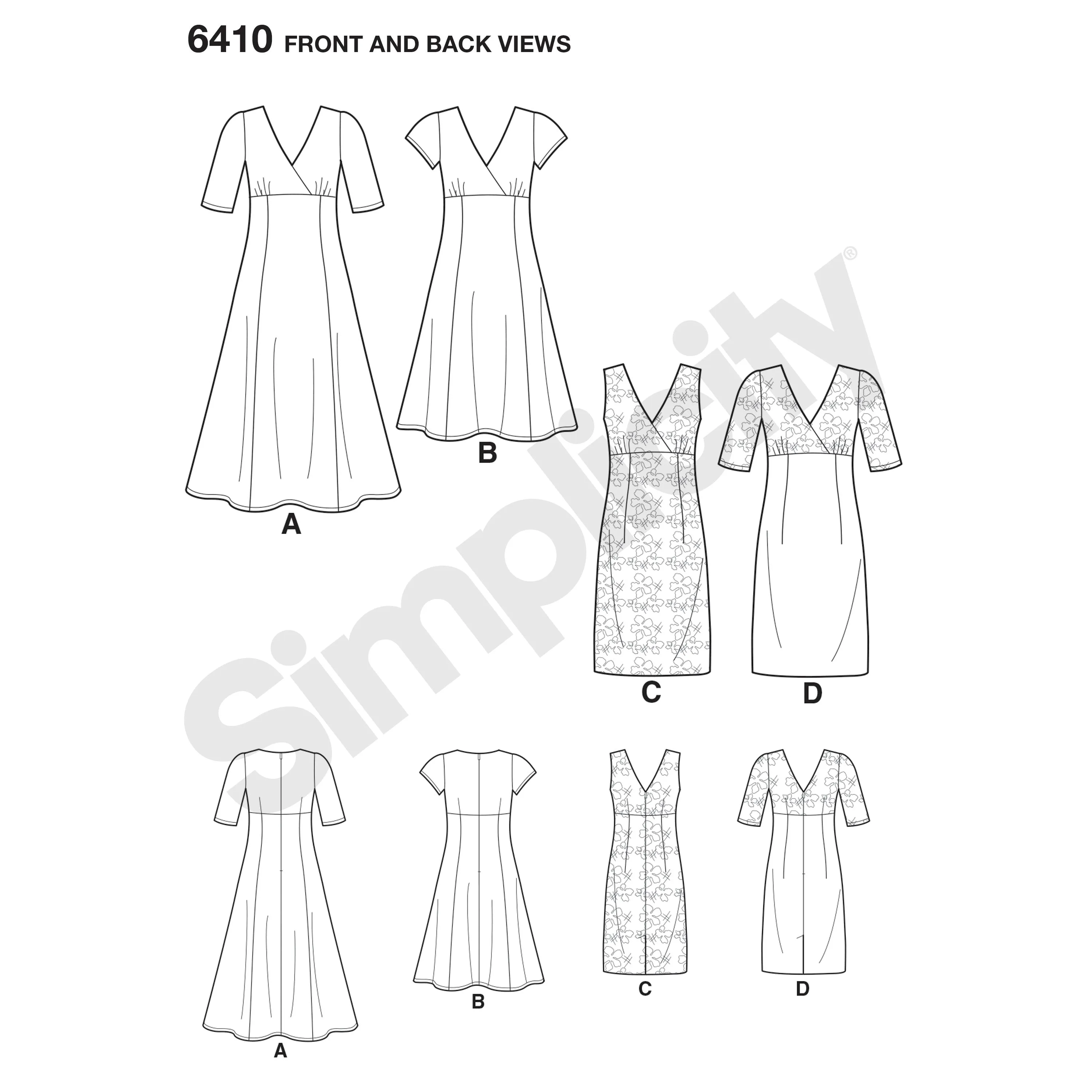 6410 Misses' Dress with Skirt and Fabric Variations