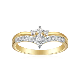 9ct Yellow Gold Round Cut 0.20 Carat tw Diamond Dress Ring