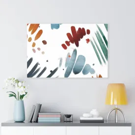 Abstract Canvas Art | White Dusty Blue Green Rust Yellow