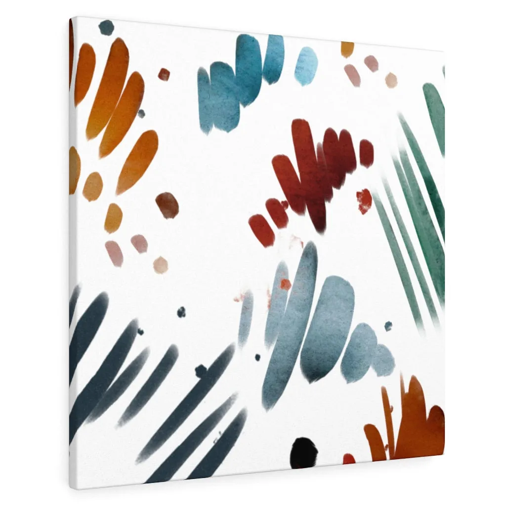 Abstract Canvas Art | White Dusty Blue Green Rust Yellow