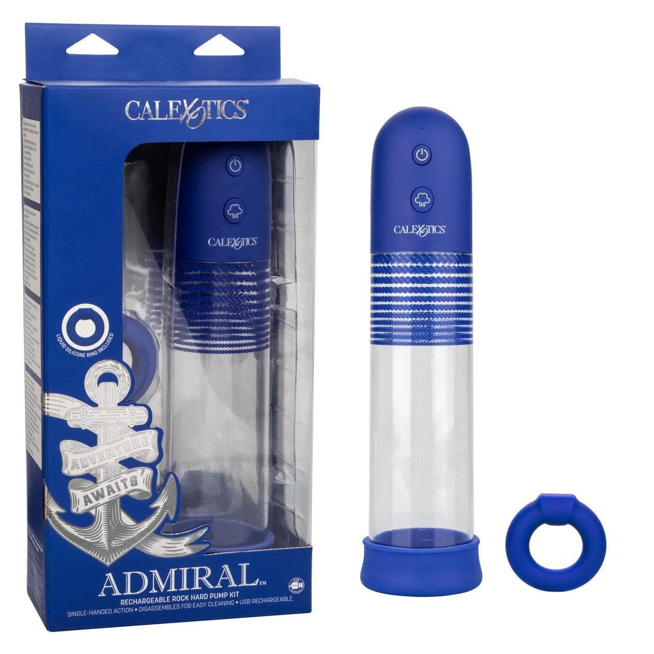 Admiral Rechargeable Rock Hard Automatic Penis Pump Kit Blue