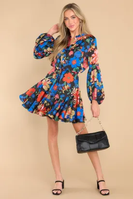 Before I Go Royal Blue Floral Print Dress