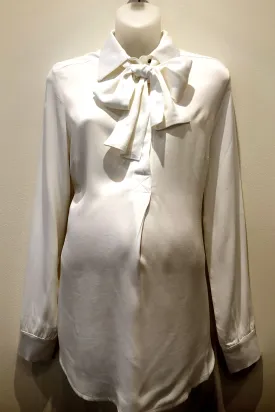 Bella Maternity Pussy Blouse In Pearl by Slacks & Co