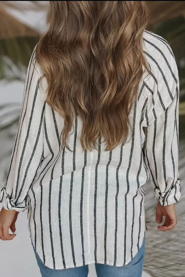 Blouse - Ldc Collared Neck Button Down Stripe Blouse