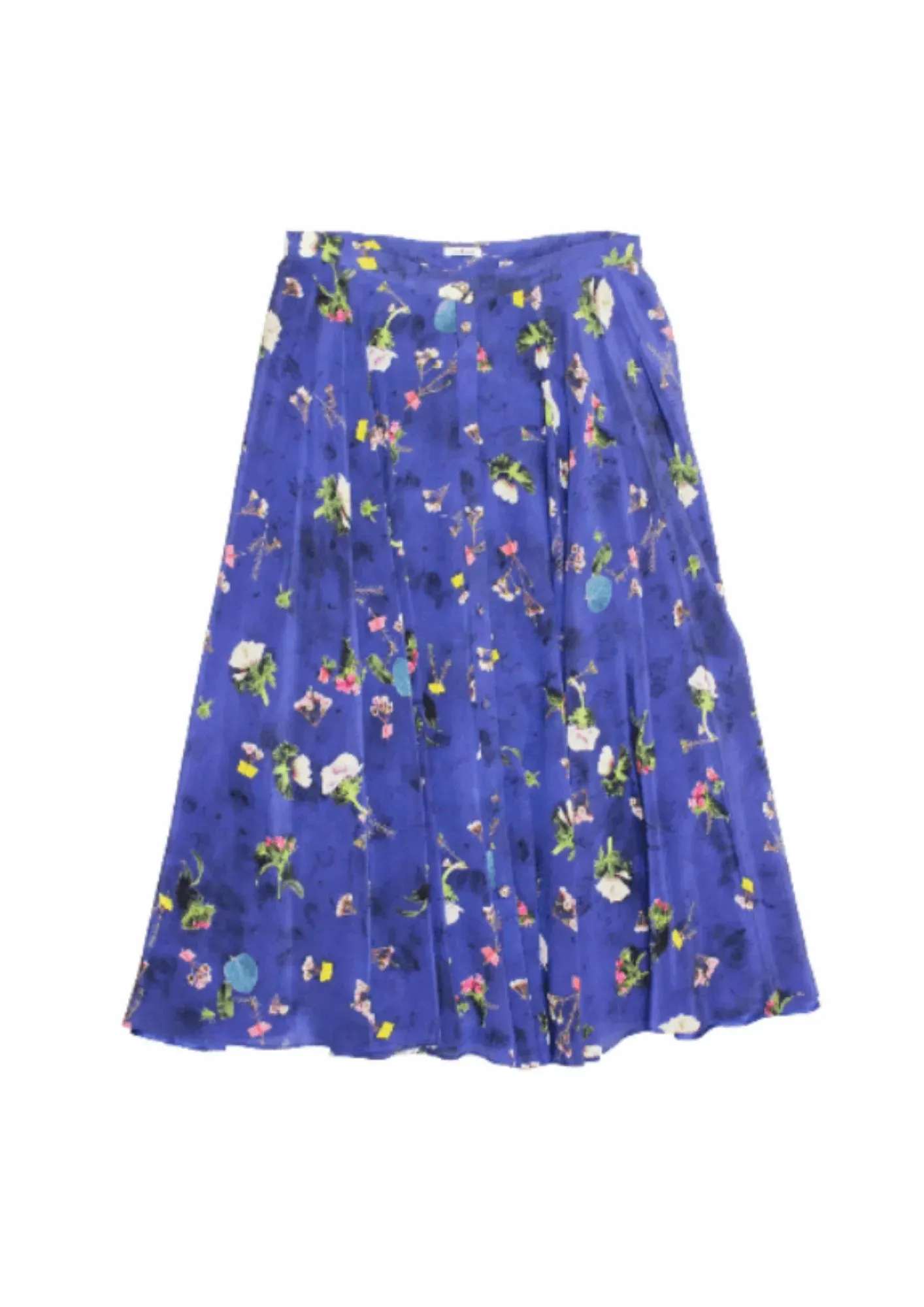 BLUE FLORAL SILK SKIRT