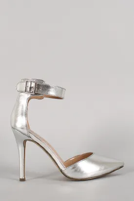 Breckelle Metallic Ankle Strap Buckle Pointy Toe Pump