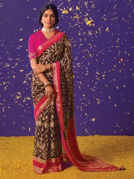 Brown Brasso Embroidered Saree