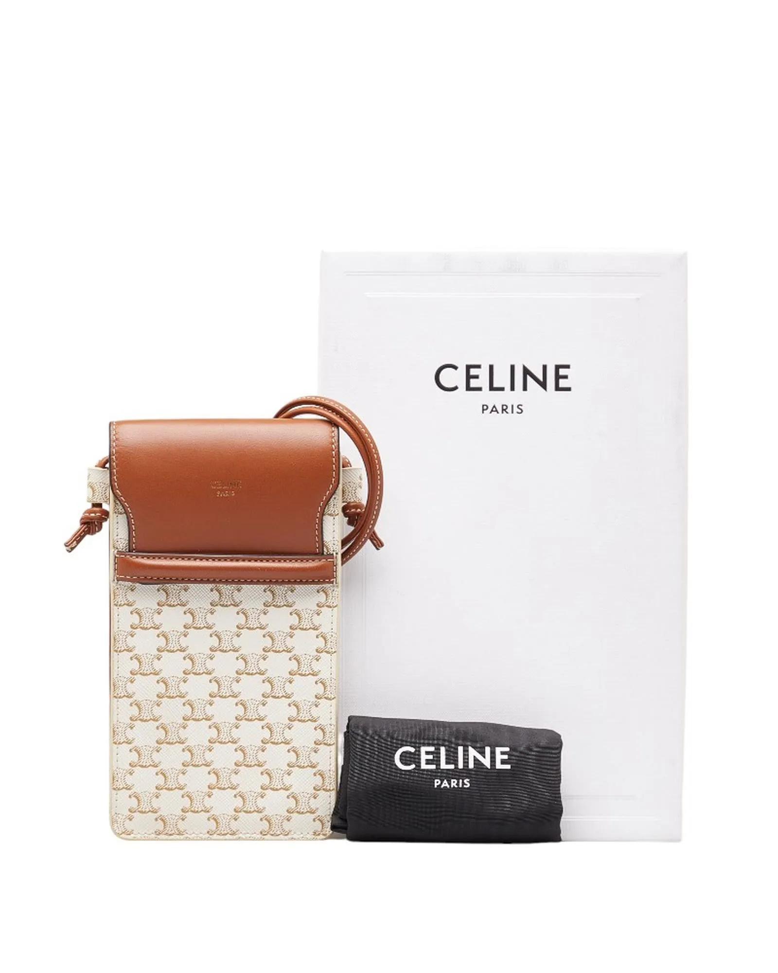 Canvas & Leather Phone Holder Bag by Celine