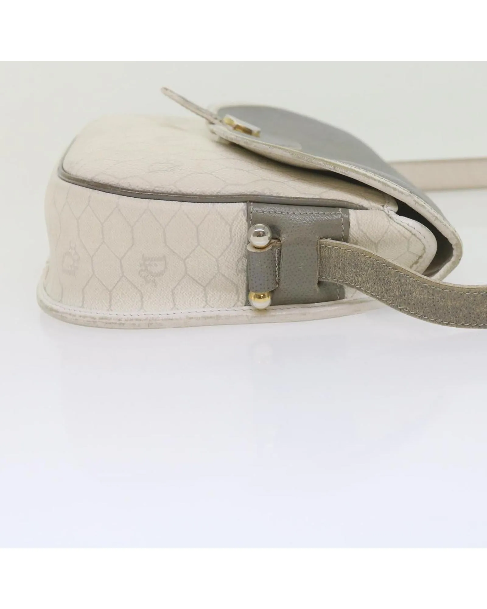 Canvas Honeycomb Shoulder Bag in White PVC Leather by Christian Dior