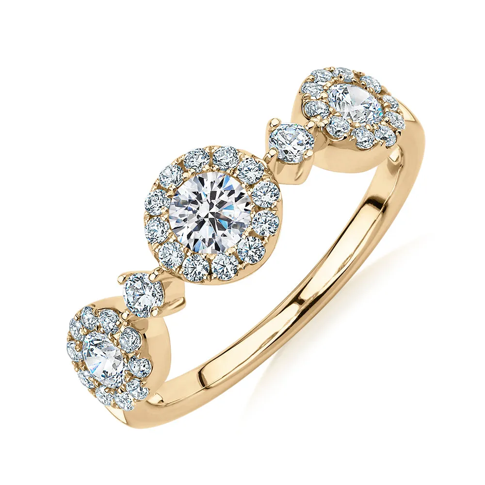 Celeste Dress ring with 0.83 carats* of diamond simulants in 10 carat yellow gold