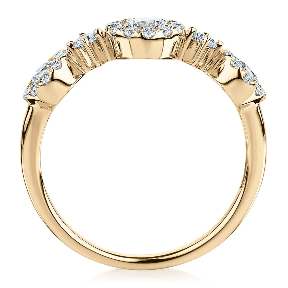 Celeste Dress ring with 0.83 carats* of diamond simulants in 10 carat yellow gold