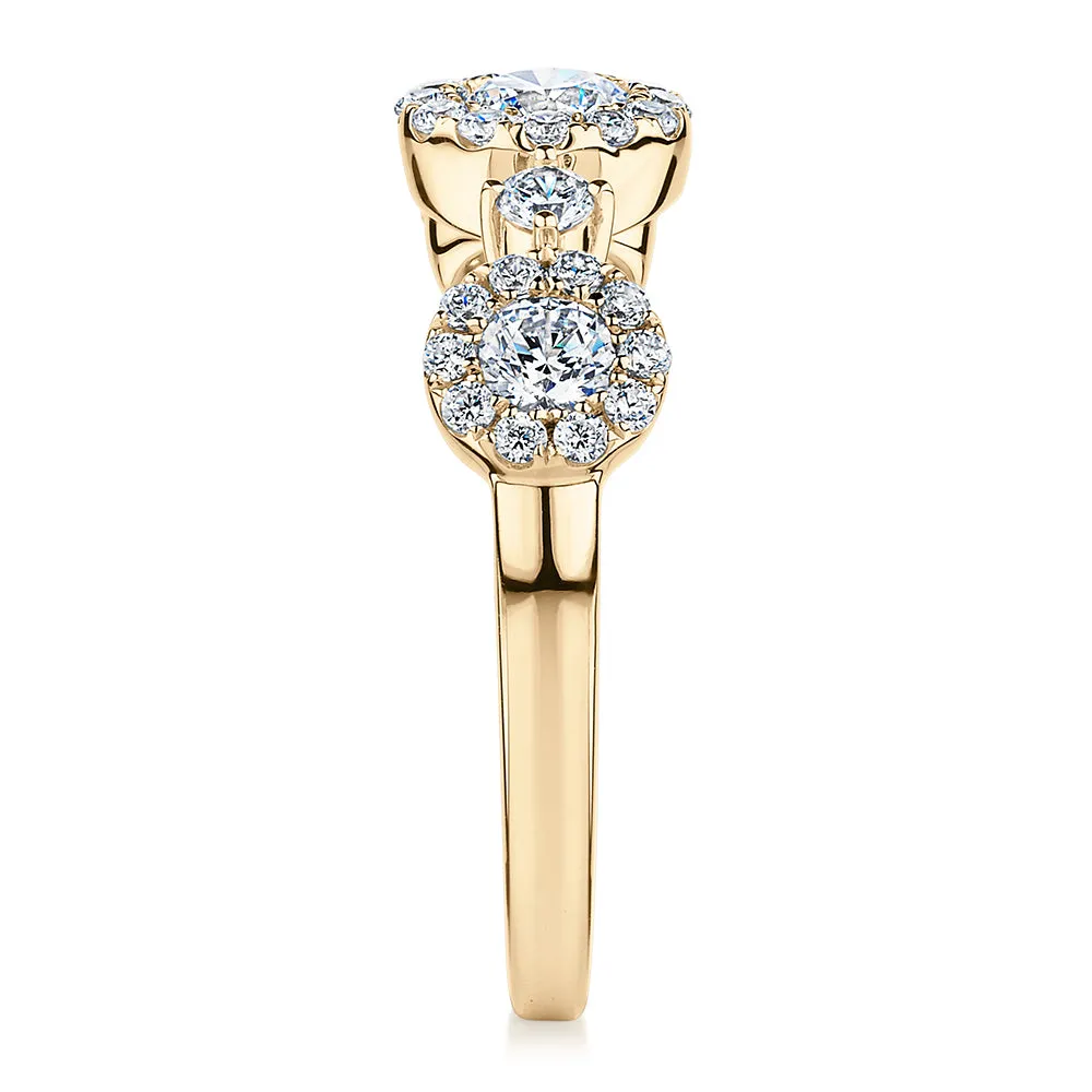 Celeste Dress ring with 0.83 carats* of diamond simulants in 10 carat yellow gold