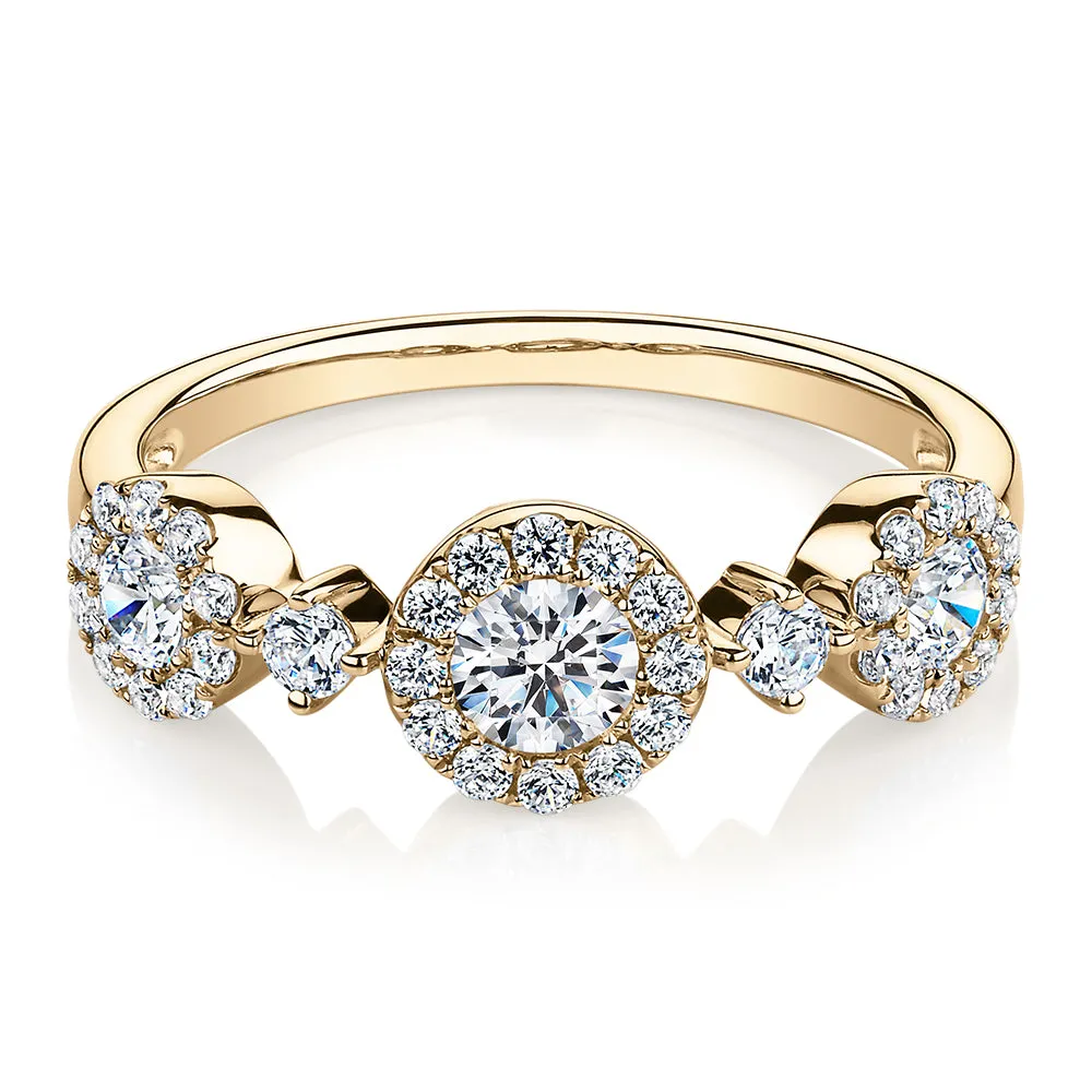 Celeste Dress ring with 0.83 carats* of diamond simulants in 10 carat yellow gold