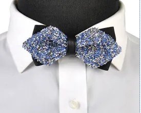 Diamond Tip Light Blue and Silver Sparkley Bow Tie