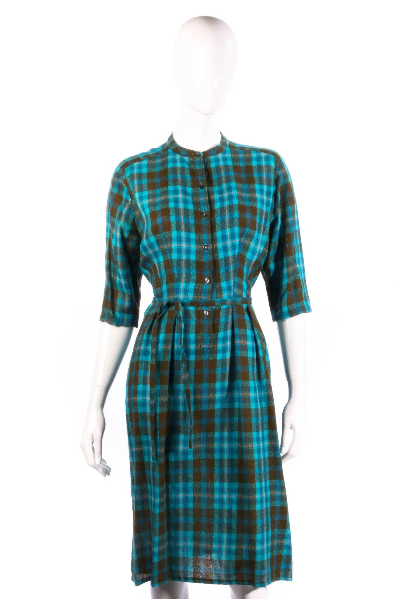 Donald Davies vintage blue check dress. UK 10