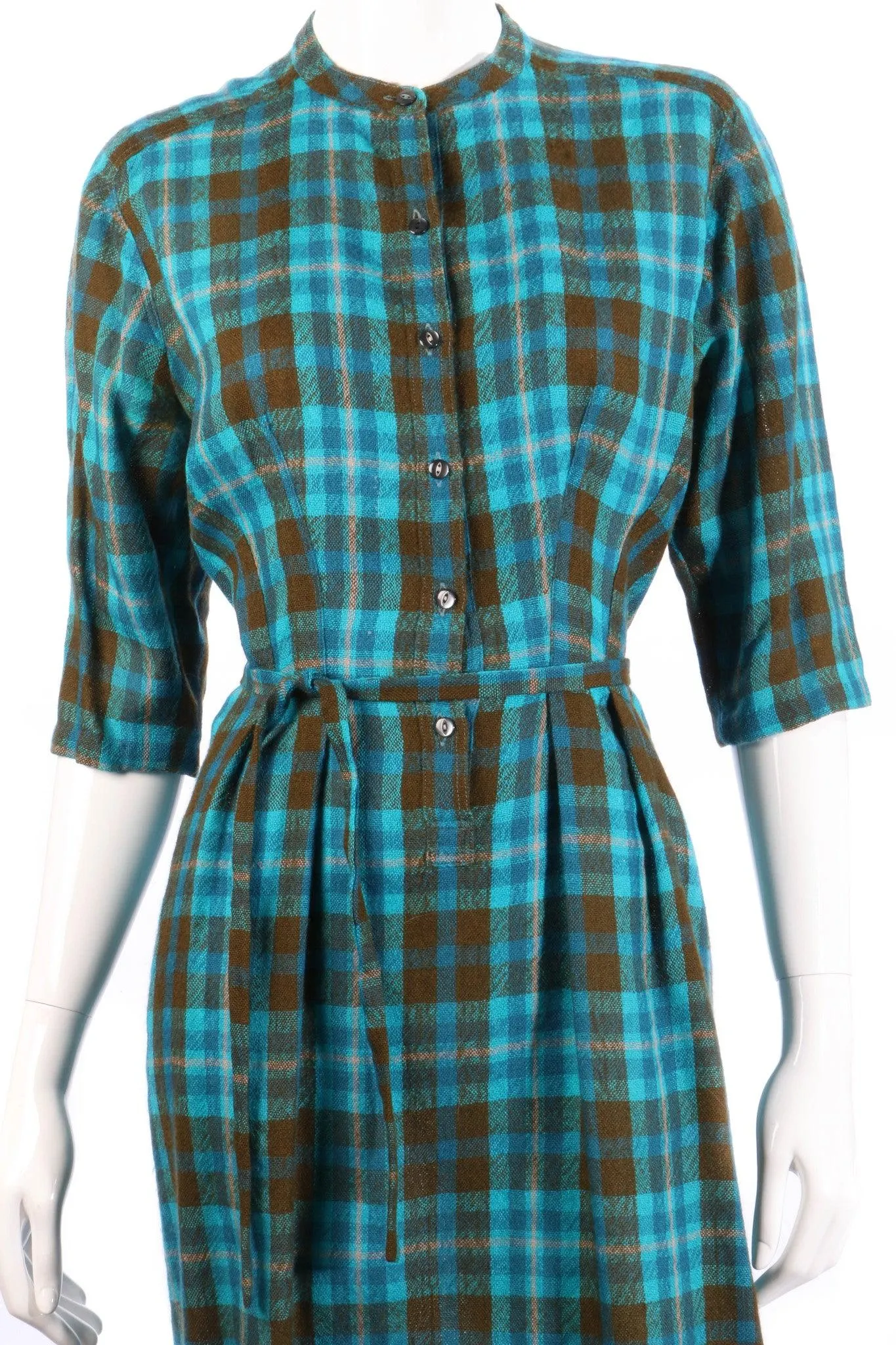 Donald Davies vintage blue check dress. UK 10