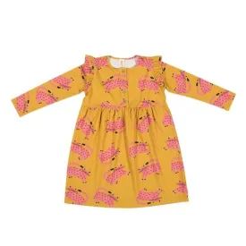 Don't Grow Up Ruffled Dress - Cat on Yellow