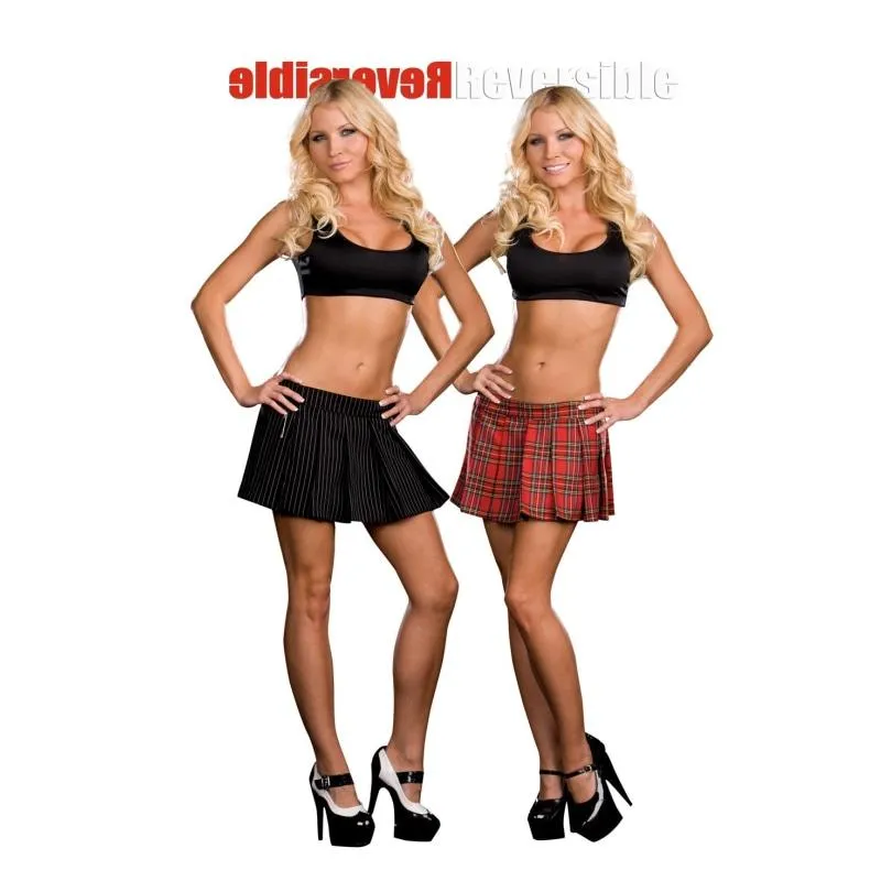 Dreamgirl Reversible School Girl / Gangster Skirt - Multi - Small