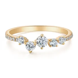 Dress ring with 0.46 carats* of diamond simulants in 10 carat yellow gold