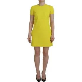 Dsquared² Yellow Nylon Short Sleeves Round Neck Mini Dress