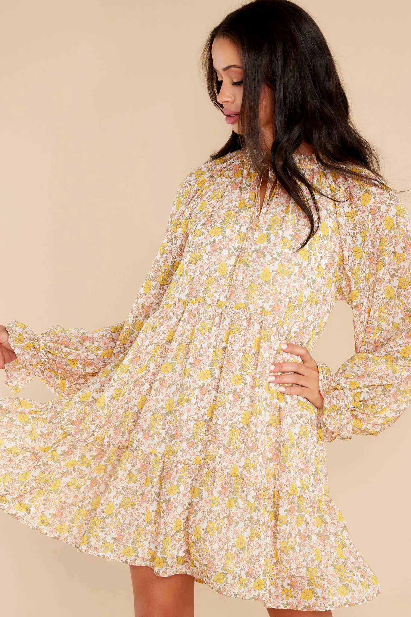 Feeling Loved Yellow Multi Floral Print Dress