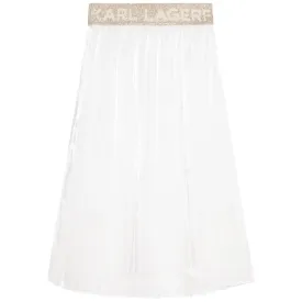 KL White Pleated Logo Skirt