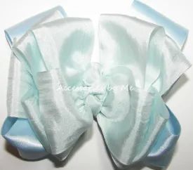 Light Blue Pure Silk Satin Hair Bow