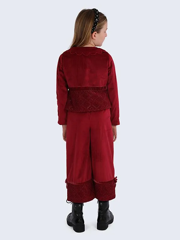 One Friday Burgundy Suede Culottes