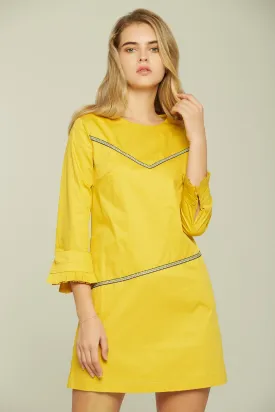 Pineapple Yellow Full Sleeves Mini Dress