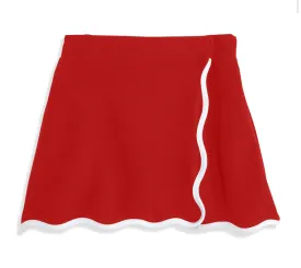 Red & White Scalloped Skort