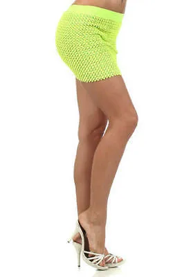 Skirt Neon Yellow Sequin Sparkling Mini High Waisted Banded Stretch