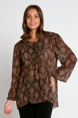 Tamblyn Chiffon Shirt - Mocha Snake