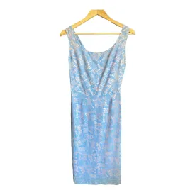 Vintage Pale Blue Lace Sleeveless Dress UK Size 8