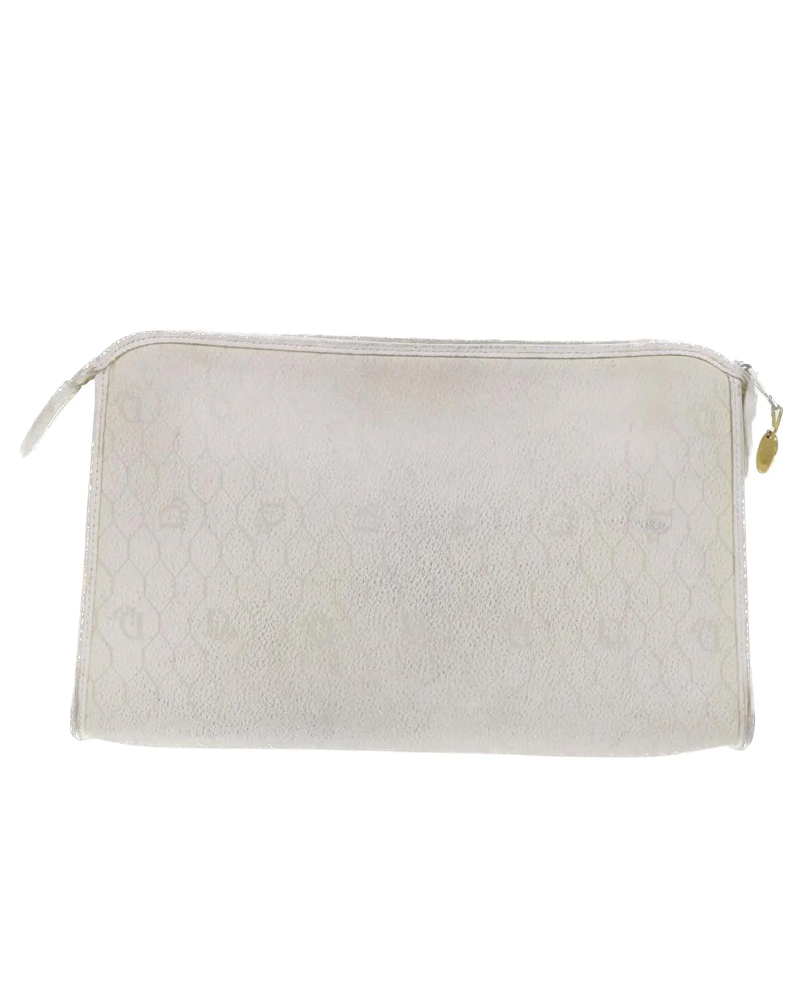 White Honeycomb Canvas Clutch Bag